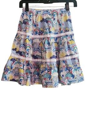 Boden Multicolor Tiered Ruffled Circle Skirt in Rainbows And Sunshine